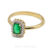 Asscher Emerald Ring Set in 14K Yellow Gold W/ 0.12 CT Diamonds | Asscher Emerald Ring Set in 14K Yellow Gold W/ 0.12 CT Diamonds for women. Stunning centered natu...