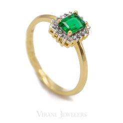 Asscher Emerald Ring Set in 14K Yellow Gold W/ 0.12 CT Diamonds