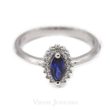 Marquise Cut Sapphire Ring Set in 14K White Gold W/ 0.12CT Diamonds | Marquise Cut Sapphire Ring Set in 14K White Gold W/ 0.12CT Diamonds for women. A classic piece wi...