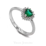 Heart Shaped Emerald Ring in 14k White Gold W/ 0.11CT Diamonds | Heart Shaped Emerald Ring in 14k White Gold W/ 0.11CT Diamonds for women. Stunning classic heart ...