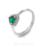 Heart Shaped Emerald Ring in 14k White Gold W/ 0.11CT Diamonds | Heart Shaped Emerald Ring in 14k White Gold W/ 0.11CT Diamonds for women. Stunning classic heart ...