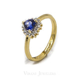 Heart Shaped Sapphire Ring Set in 14K Yellow Gold W/ 0.11CT Diamonds | Heart Shaped Sapphire Ring Set in 14K Yellow Gold W/ 0.11CT Diamonds for women. Beautifully cut c...