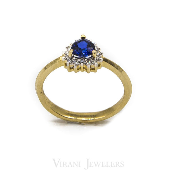 Heart Shaped Sapphire Ring Set in 14K Yellow Gold W/ 0.11CT Diamonds | Heart Shaped Sapphire Ring Set in 14K Yellow Gold W/ 0.11CT Diamonds for women. Beautifully cut c...