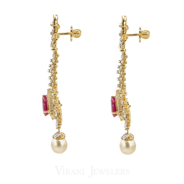 22.14 CT VVS Diamond Bridal Choker Necklace & Earrings Set, W/ Ruby & Pearl Accents | 22.14 CT VVS Diamond Bridal Choker Necklace & Earrings Set, W/ Ruby & Pearl Accents for w...