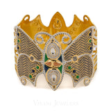22K Yellow Gold Hand Painted Butterfly Cuff Bangle W/ Diamond Cutting | 22K Yellow Gold Hand Painted Butterfly Cuff Bangle W/ Diamond Cutting for women. Stunning hand-pa...