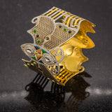 22K Yellow Gold Hand Painted Butterfly Cuff Bangle W/ Diamond Cutting | 22K Yellow Gold Hand Painted Butterfly Cuff Bangle W/ Diamond Cutting for women. Stunning hand-pa...