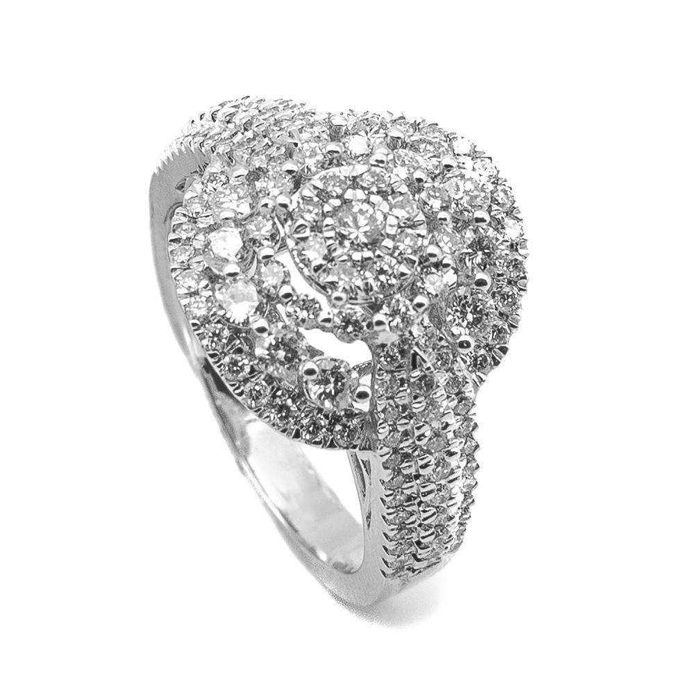 1.31CT Brilliant Engagement Diamond Ring Set in 14K White Gold W/ Round Frame | 1.31CT Brilliant Engagement Diamond Ring Set in 14K White Gold W/ Round Frame for women. This stu...