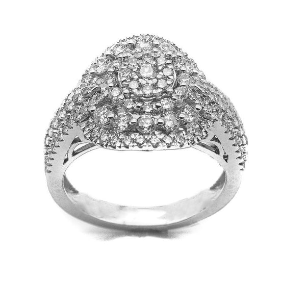 1.31CT Brilliant Engagement Diamond Ring Set in 14K White Gold W/ Round Frame | 1.31CT Brilliant Engagement Diamond Ring Set in 14K White Gold W/ Round Frame for women. This stu...