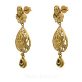 22K Antique Gold Charm Necklac & Drop Earrings Set W/ Ruby, Emerald, and Kundan Stones | 22K Antique Gold Charm Necklac & Drop Earrings Set W/ Ruby, Emerald, and Kundan Stones for wo...