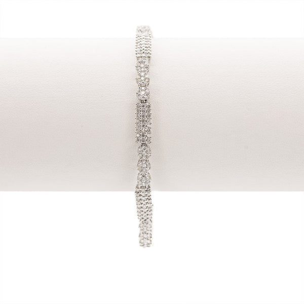 4.03CT Diamond Modern Tennis Bracelet Set in 18K White Gold W/ Fold Over Closure | 4.03CT Diamond Modern Tennis Bracelet Set in 18K White Gold W/ Fold Over Closure for women. Brace...