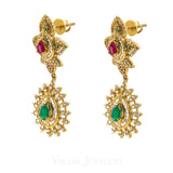 Cubic Zirconia Statement Choker Necklace and Earrings Set W/ Centered Emerald & Ruby | Cubic Zirconia Statement Choker Necklace and Earrings Set W/ Centered Emerald & Ruby for wome...