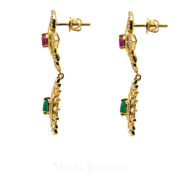 Cubic Zirconia Statement Choker Necklace and Earrings Set W/ Centered Emerald & Ruby | Cubic Zirconia Statement Choker Necklace and Earrings Set W/ Centered Emerald & Ruby for wome...