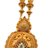 22K Antique Gold Finish Drop Necklace W/Kundans, Ruby, & Emerald Stones | 22K Antique Gold Finish Drop Necklace W/Kundans, Ruby, & Emerald Stones for women. The Neckla...