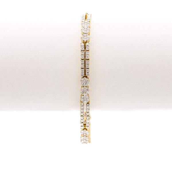 4.03CT Diamond Modern Tennis Bracelet Set In 18K Yellow Gold W/ Fold Over Closure | 4.03CT Diamond Modern Tennis Bracelet Set In 18K Yellow Gold W/ Fold Over Closure for women. Brac...