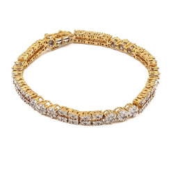 4.03CT Diamond Modern Tennis Bracelet Set In 18K Yellow Gold W/ Fold Over Closure