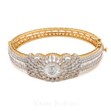 4.39CT Diamond Bangle Cuff Set in 18K Yellow Gold W/ Centered Floral Frame | 4.39CT Diamond Bangle Cuff Set in 18K Yellow Gold W/ Centered Floral Frame for women. An elegant ...
