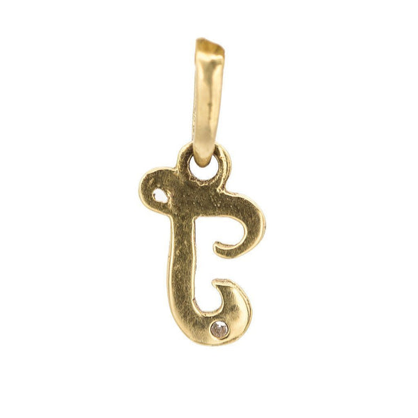 T Letter Pendant Set In 18K Yellow Gold W/ 0.04CT Single Diamond | T Letter Pendant Set In 18K Yellow Gold W/ 0.04CT Single Diamond. Unisex custome chain pendant. G...