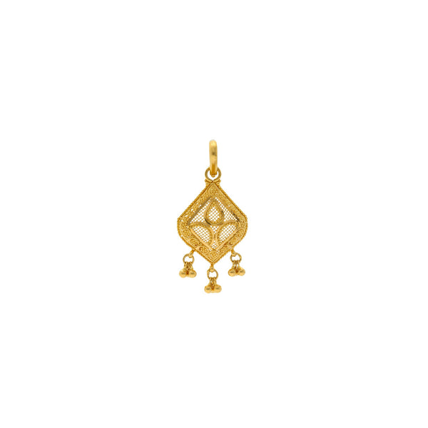 22K Gold Alisha Pendant | 


The 22K Gold Alisha Pendant from Virani Jewelers is truly a one of a kind. This gorgeous 22K g...