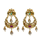 22K Yellow Antique Gold 2-in-1 Choker/Vanki & Chandbali Earrings Set W/ Emerald, Ruby, CZ, Pearls & Feather Peacock Accents | 


Introduce your wardrobe to the antique allure of some of our gemstone jewelry like this beauti...