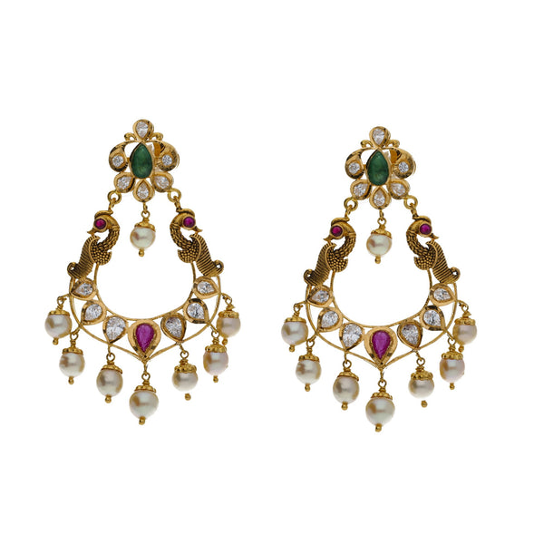 22K Yellow Antique Gold 2-in-1 Choker/Vanki & Chandbali Earrings Set W/ Emerald, Ruby, CZ, Pearls & Pear Shaped Accents | 


Be versatile as your wardrobe with jewelry pieces that can serve more than one purpose like th...