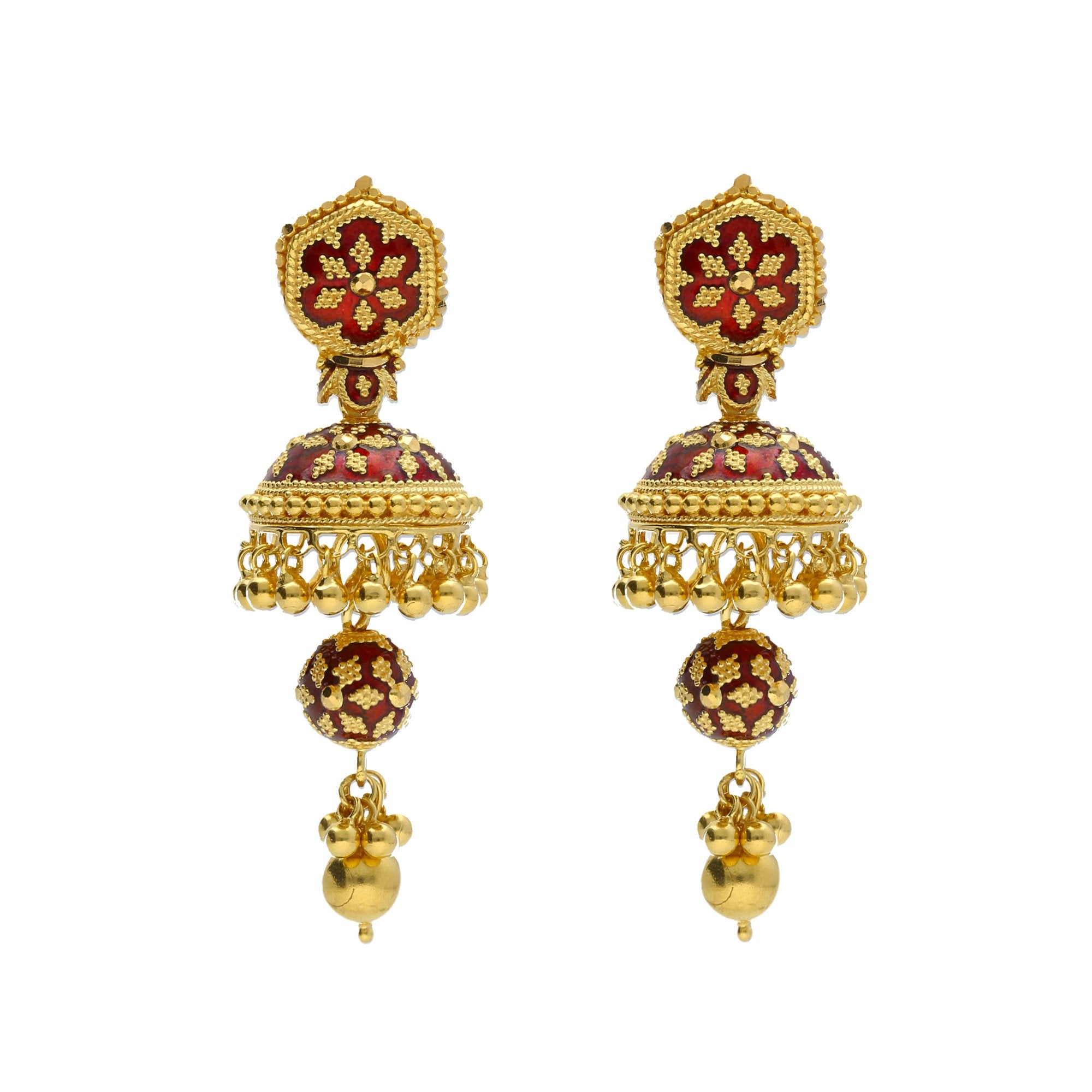 22K Yellow Gold Jhumka Earrings