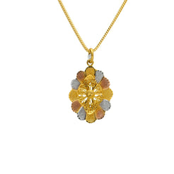 22K Multi Tone Gold Flower Pendant W/ Gritty Textured Petals