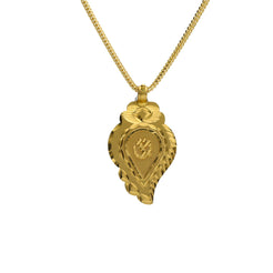 22K Yellow Gold Etched Pendant W/ Centered Om Symbol