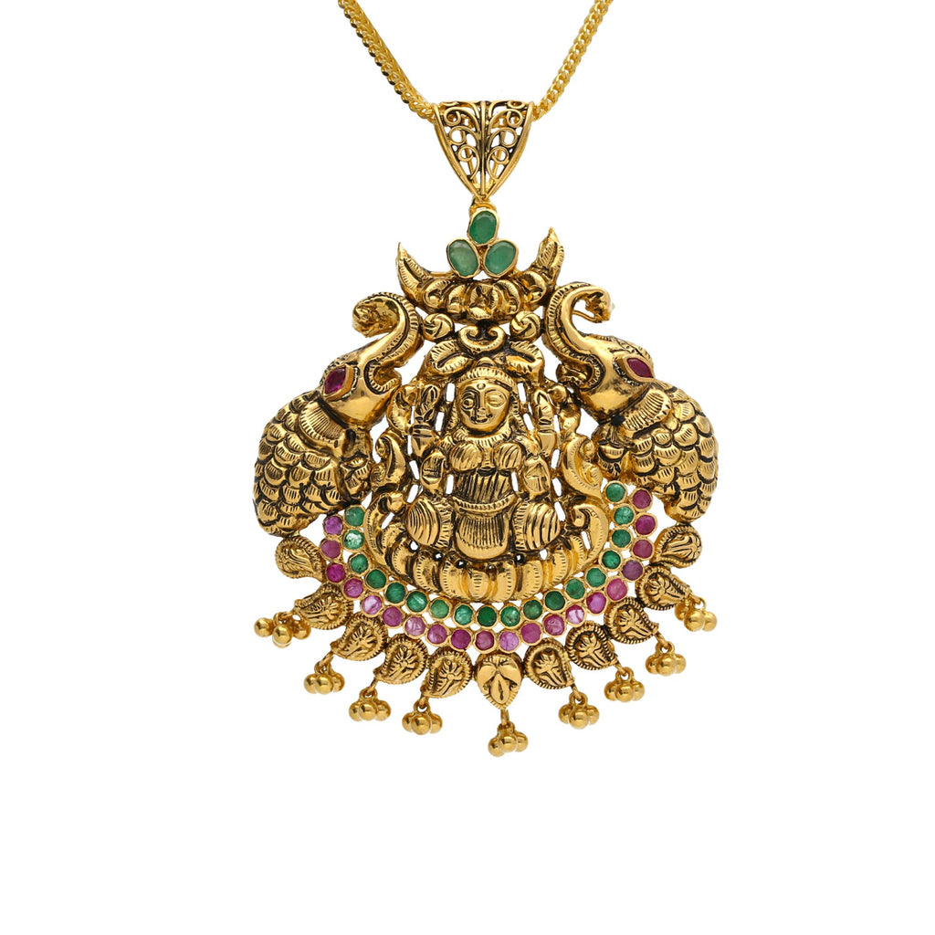 22K Yellow Antique Gold Laxmi Pendant W/ Rubies, Emeralds & Large Elephant Accents | 


There is truly no end to the options of beautiful antique gold Temple and gemstone jewelry des...