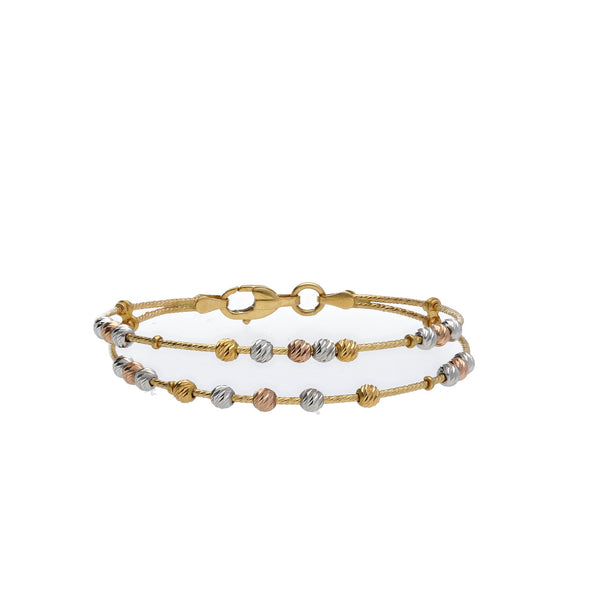 22K Multi Tone Gold Baby Bangle W/ White, Yellow & Rose Gold Rope Accents | 


Bring the radiance of mixed metals to your little one’s wardrobe with this 22K multi tone gold...