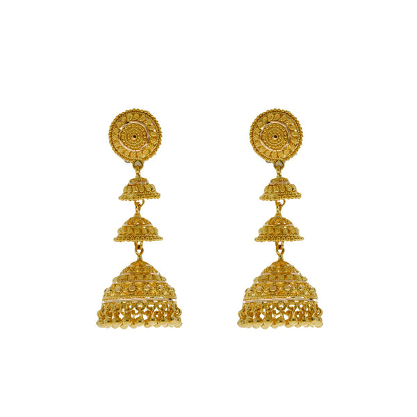 22K Yellow Gold Necklace & Jhumki Earrings Set W/ Beaded Filigree & Short Bib Necklace | 


Envelop yourself with the most seamless, yet intricate, designs with this 22K yellow gold neck...