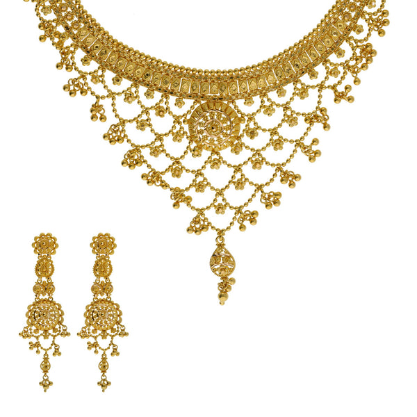 22K Yellow Gold Necklace & Earrings Set W/ Dream Catcher Earrings & Grape Vine Display | 


Add texture, unique design and radiance to your desired look with this beautiful 22K yellow go...