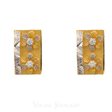 22K Multitone Floral Rectangular Gold Stud Earrings | 22K Multitone Floral Rectangular Gold Stud Earrings for women. Rectangle frame as well as yellow ...