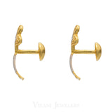 22K Yellow & White Gold Stud Earrings W/ Floral & Triangle Fused Shape | 22k Two-Tone Gold Earrings in a contemporary, modern style.