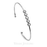 Minimalist 0.39CT Diamond Cuff Karma Bangle Set in 14K White Gold | Minimalist 0.39CT Diamond Cuff Karma Bangle Set in 14K White Gold for women. Cuff featues karma c...