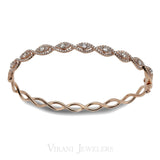 1.04CT Intertwining Diamond Bangle Set in 14K Rose Gold W/ Open Up Hinge (DDH0950) | 1.04CT Intertwining Diamond Bangle Set in 14K Rose Gold W/ Open Up Hinge for women. Bangle size i...