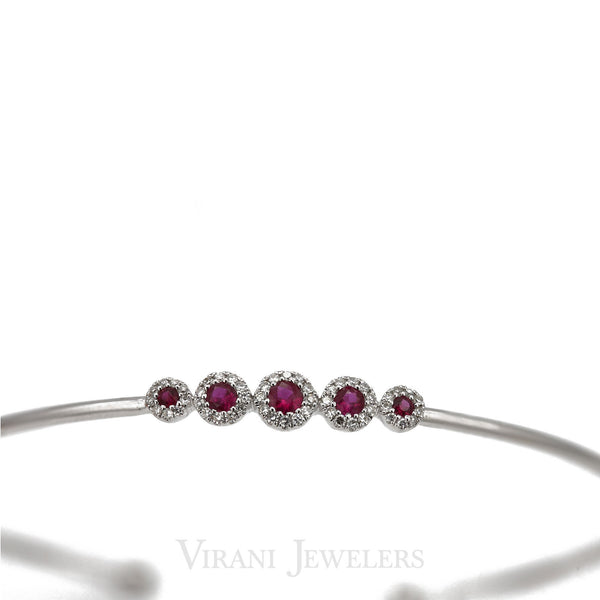 14K Gold Diamond Ruby Bangle | 