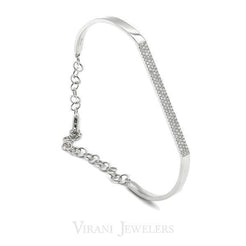 Minimalist 0.3CT Round Brilliant Diamond Bangle Set in 14K White Gold W/ Lobster Clasp