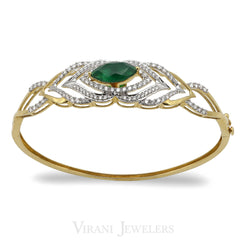 18K Gold Diamond Emerald Bangle