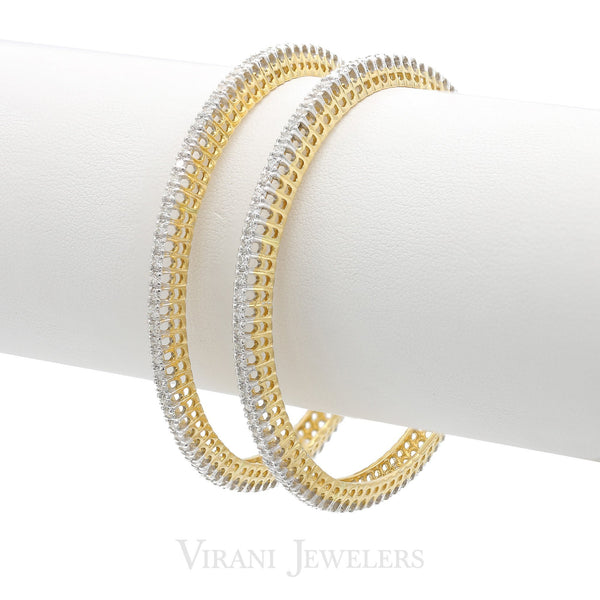 18K Gold 2 Piece Diamond Bangles | 