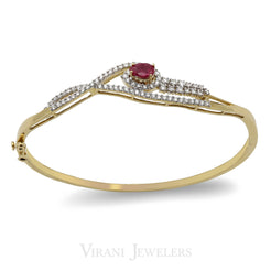 18K Gold Diamond Ruby Bangle