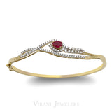 18K Gold Diamond Ruby Bangle | 