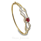 18K Gold Diamond Ruby Emerald Sapphire Bangle | 