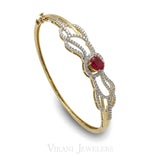 18K Gold Diamond Ruby Emerald Sapphire Bangle | 