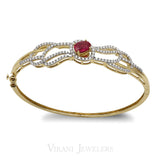 18K Gold Diamond Ruby Emerald Sapphire Bangle | 