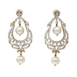 1.21 ct Diamond drop earrings Chandbali in 18 kt Yellow Gold with Pearls | 1.21 ct Diamond drop earrings Chandbali in 18 kt yellow gold with pearls for women. Total weight ...