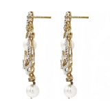 1.21 ct Diamond drop earrings Chandbali in 18 kt Yellow Gold with Pearls | 1.21 ct Diamond drop earrings Chandbali in 18 kt yellow gold with pearls for women. Total weight ...