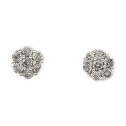 1 ct Diamond Cluster Earrings in 14k white gold