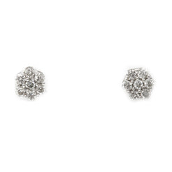 0.25 ct Diamond Cluster earrings in 14k White Gold with Screw back