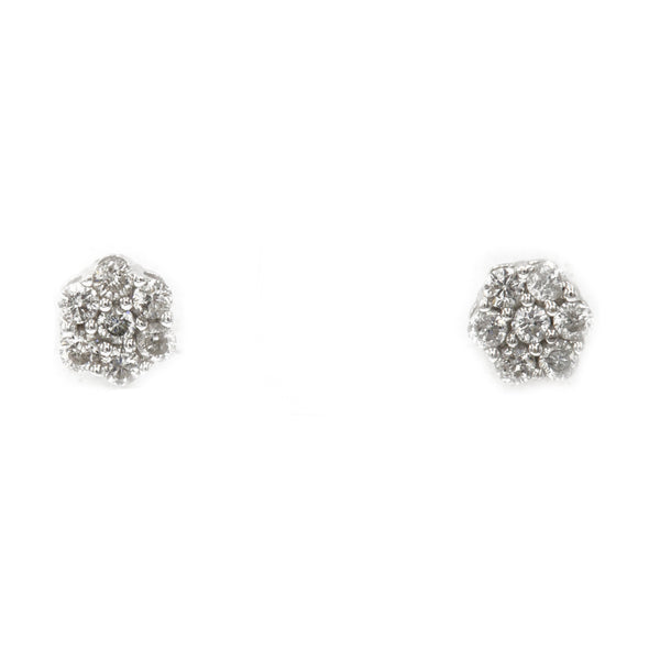 0.25 ct Diamond Cluster earrings in 14k White Gold with Screw back | 0.25 ct Diamond Cluster earrings in 14k white gold with screw back for women. Total weight is 1.5...