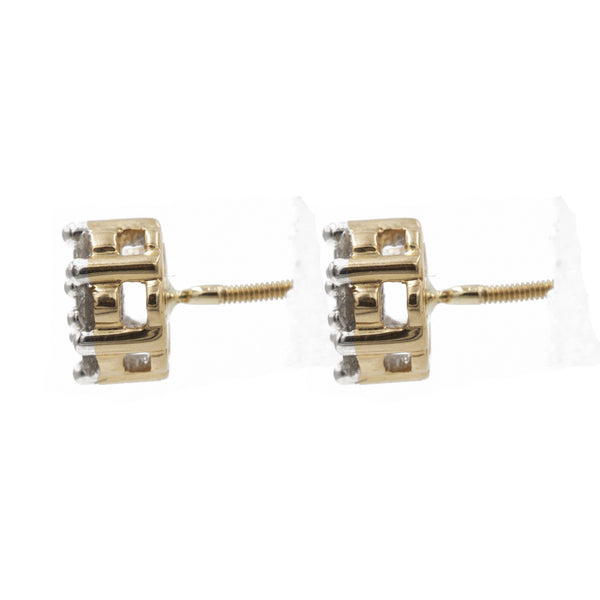 0.75 ct Diamond Cluster Earrings in 14k Yellow Gold | 0.75 ct Diamond Cluster Earrings in 14k yellow gold for women. Total weight is 2.5 grams. 